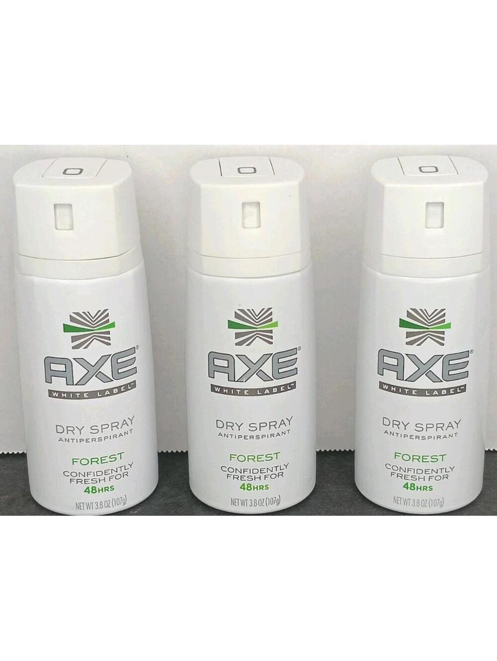 3 X Axe White Label Dry Spray Forest Antiperspirant deodorant 3.8oz Discontinued